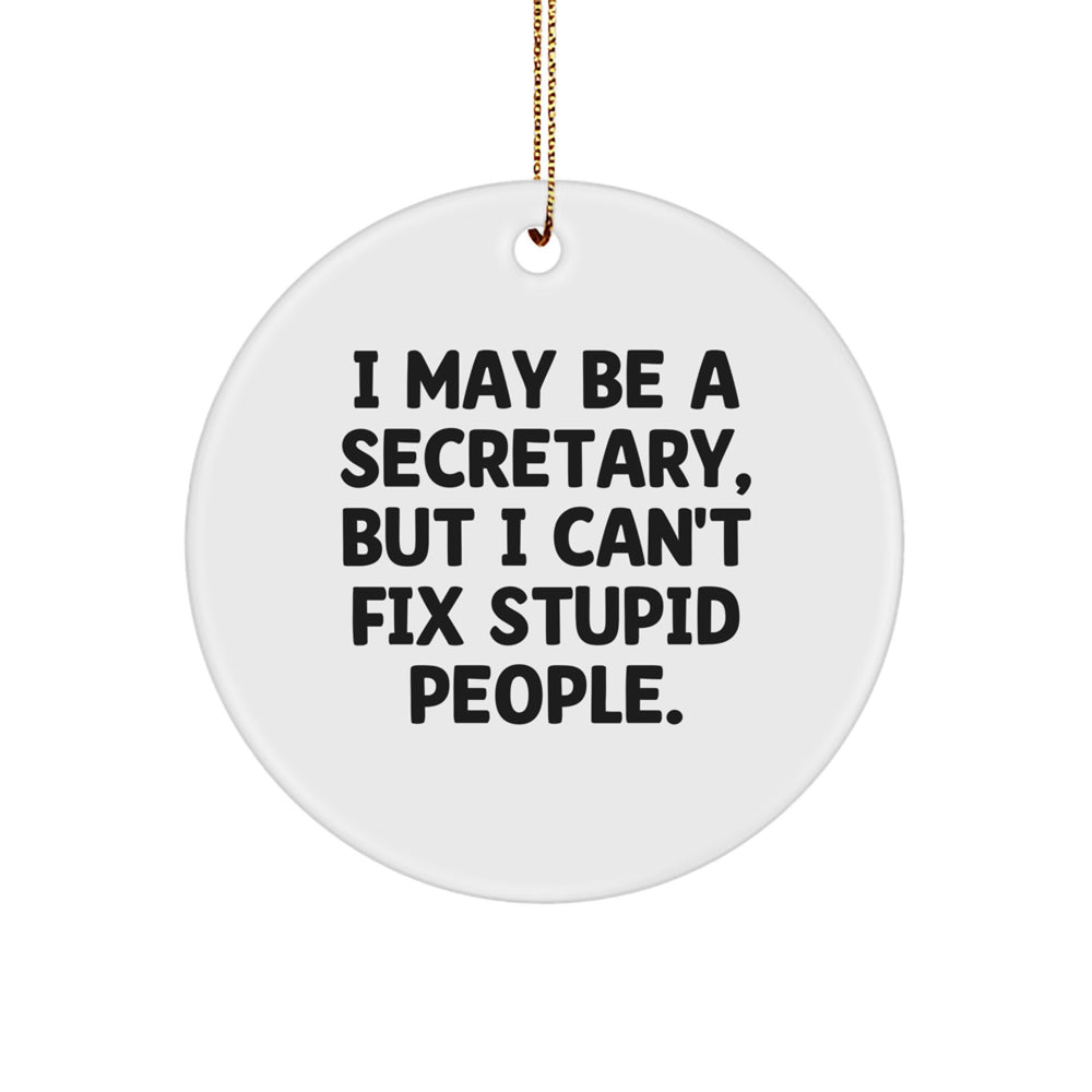 Funny Secretary Gifts for Men - Circle Ornament with Quirky I May Be A Secretary Quote, Christmas Unique Decorations - Image 1