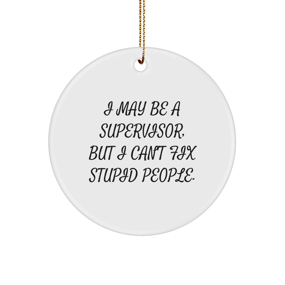 Funny Supervisor Gifts, I May Be A Supervisor, But I Can't Fix Stupid People., Circle Ornament, Christmas Unique Gifts from Friends or Family - Image 1