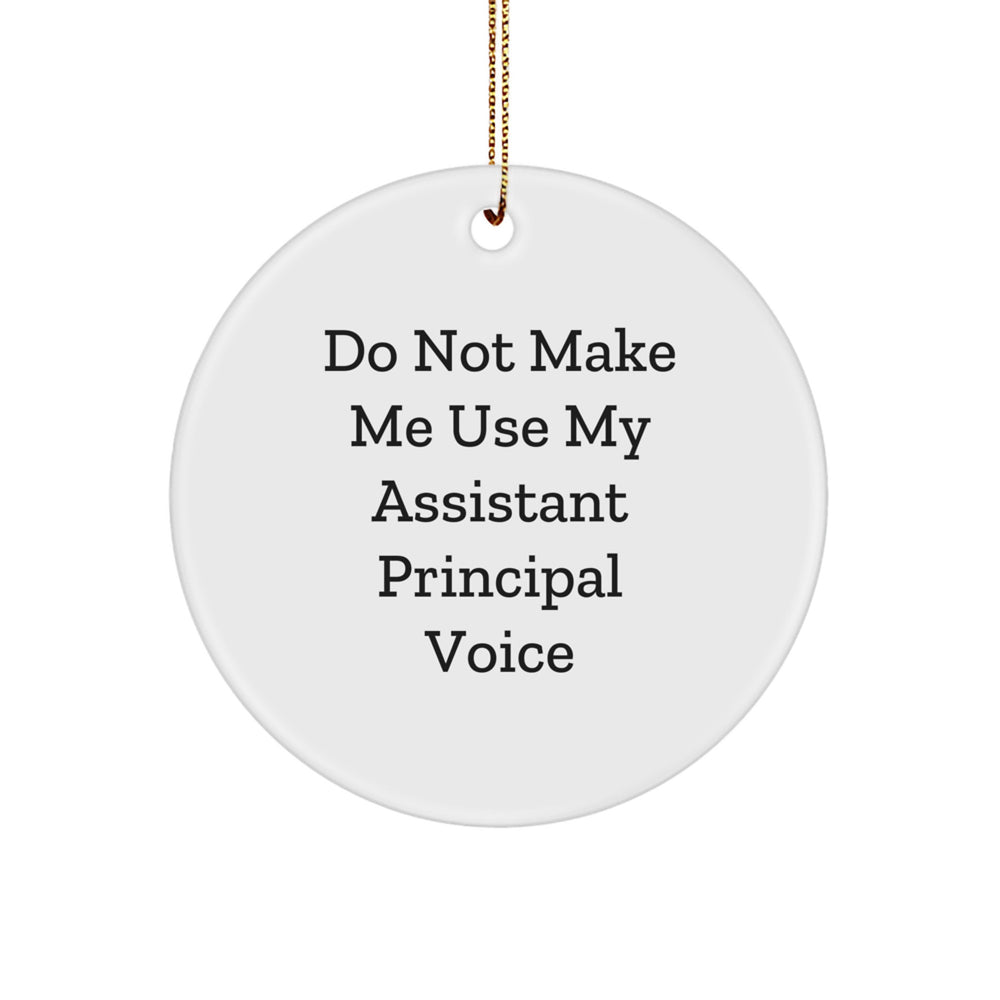 Funny Assistant Principal Gifts for Men, White Circle Ornament 'Do Not Make Me Use My Assistant Principal Voice' for Christmas - Image 1