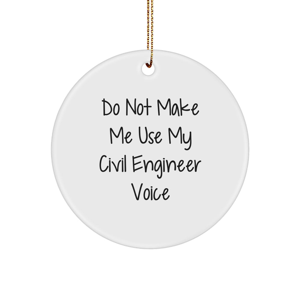 Civil Engineer Gifts for Men, Funny Circle Ornament, White Christmas Unique Gifts from Friends for Civil Engineer - Image 1