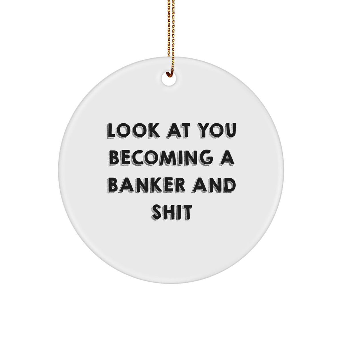 Funny Banker Gifts for Him, Unique Look At You Becoming A Banker And Shit Ornament, Circle Shaped Christmas Memorable Present for Banker Friends, Family - Image 1
