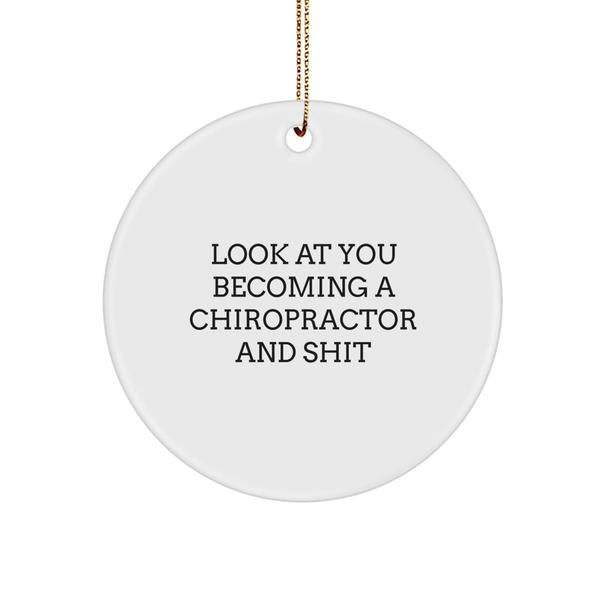 Funny Chiropractor Gifts for Christmas - Circle Ornament with 'Look At You Becoming A Chiropractor And Shit' Quote, Gifts from Friends to Family - Image 1