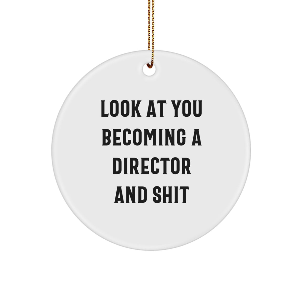 Funny Director Gifts for Men, 'Look At You Becoming A Director And Shit' Circle Ornament, White, Christmas Unique Gifts from Friends - Image 1