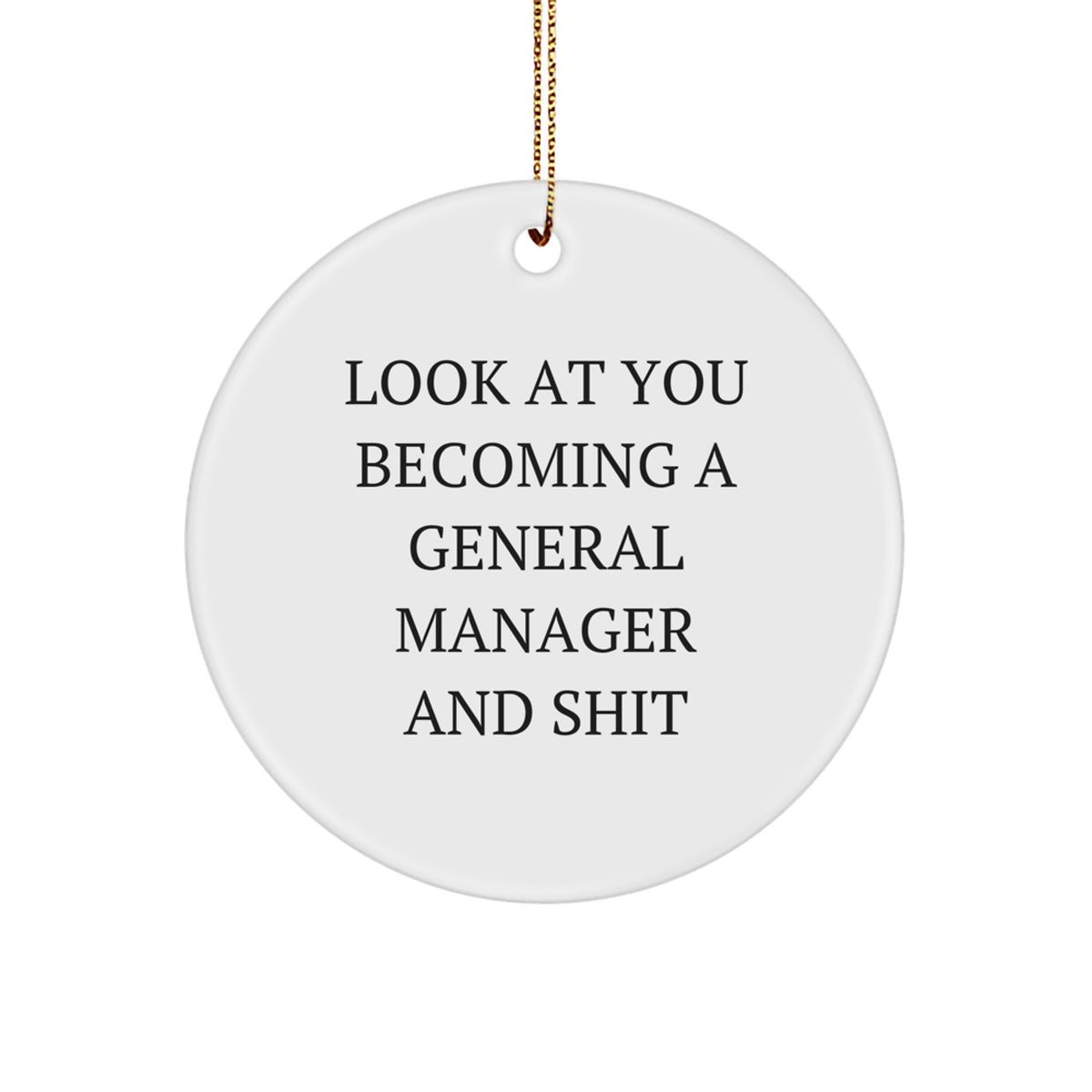 Funny General Manager Gifts - 'Look At You Becoming A General Manager And Shit' Circle Ornament for Friends, Coworkers, or Family - Christmas Unique Gifts from Men to Women - Image 1