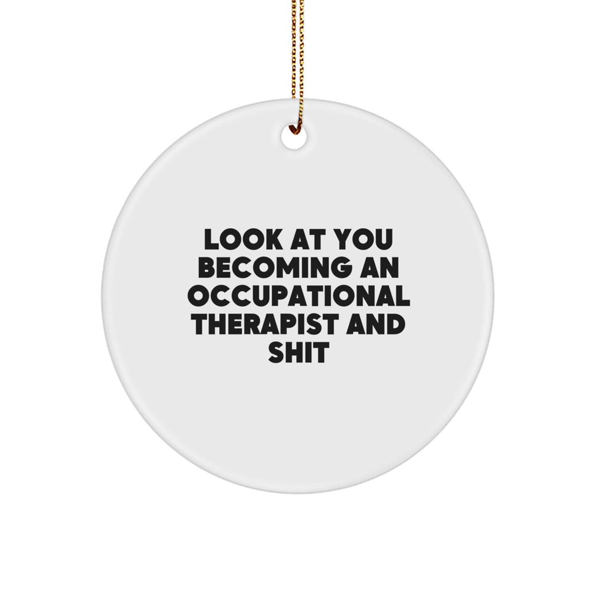 Funny Occupational Therapist Gifts, Christmas Circle Ornament with Inspirational Quote, Gifts from Family to Occupational Therapist - Image 1