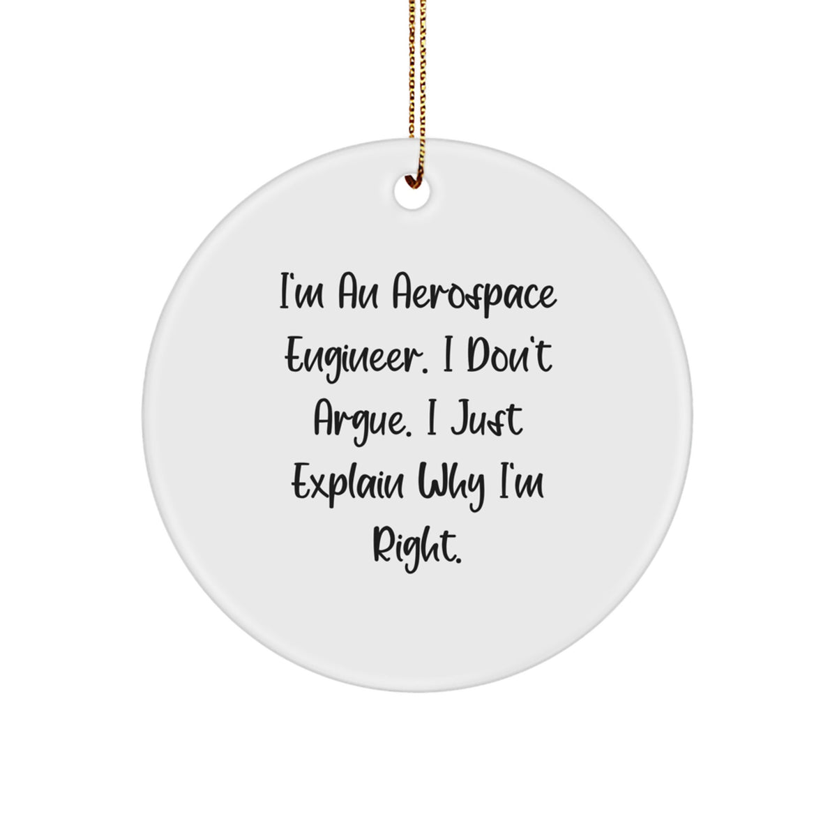 Aerospace Engineer Humor Funny Sarcasm Gifts for Aerospace Engineers Christmas Unique Circle Ornament from Friends Family - Image 1