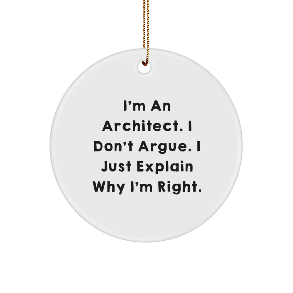 Funny Architect Circle Ornament - Gifts for Men from Friends - I'm An Architect. I Don't Argue. I Just Explain Why I'm Right. - Christmas Unique Gift - Image 1