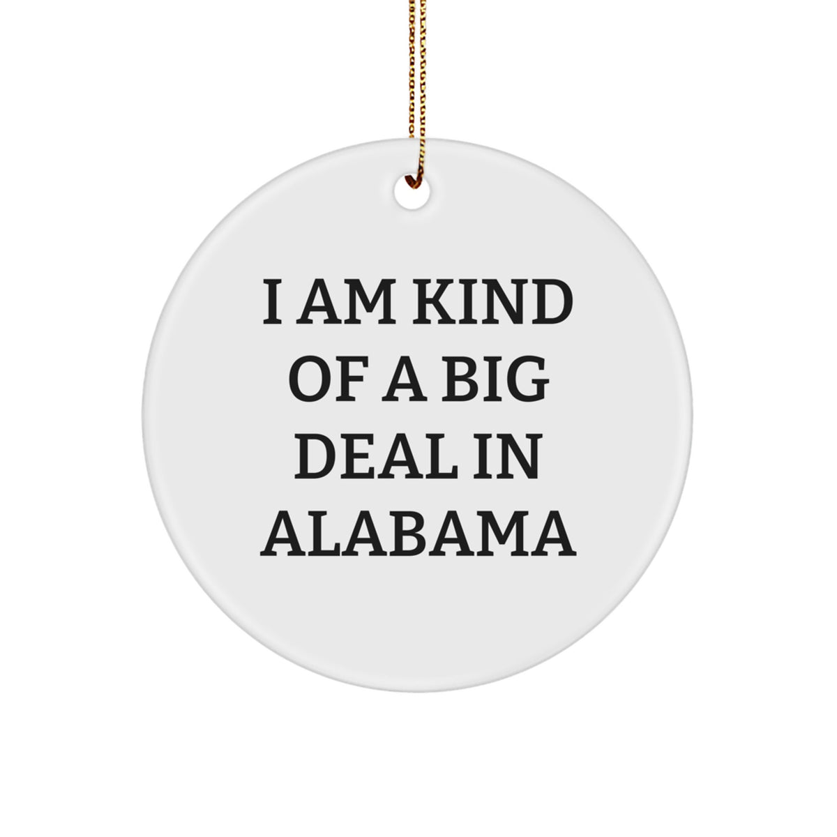 Funny Alabama Circle Ornament Gifts from Friends - I Am Kind Of A Prime Selection In Alabama, White Color, Christmas - Image 1