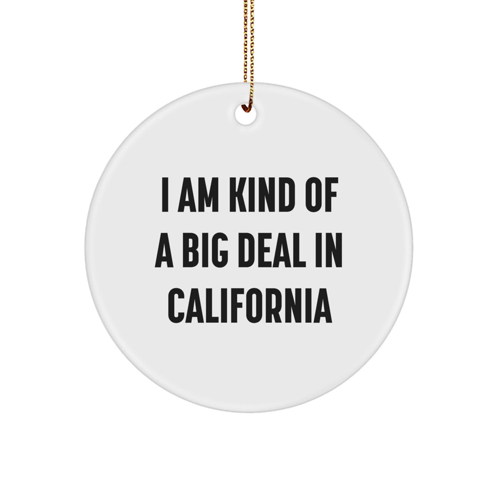 California Fun Circle Ornament - 'I Am Kind Of A Prime Selection In California' Funny Quote Gifts for California Men Women Friends Family - Image 1