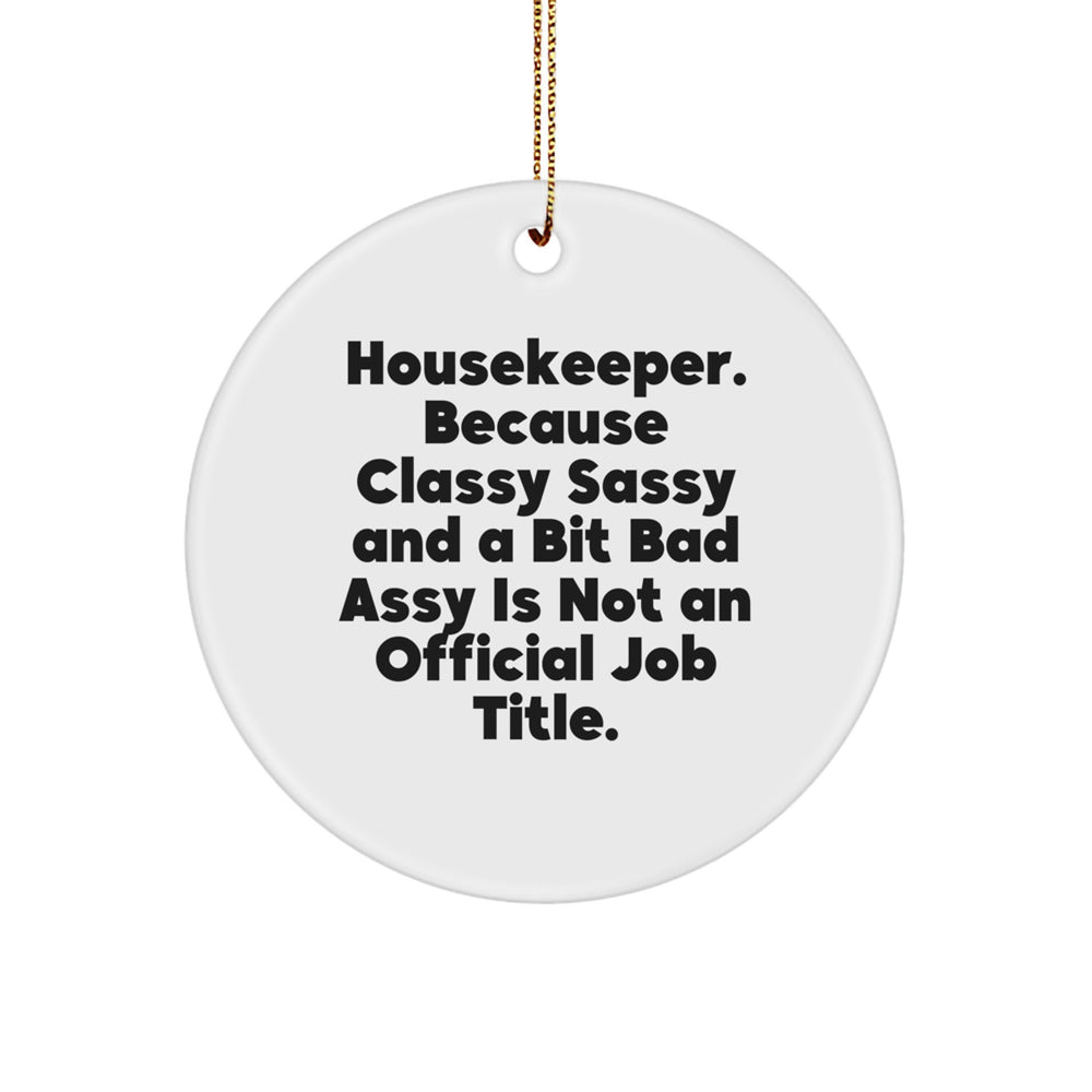 Funny Housekeeper Gifts from Friends, Funny Housekeeper Circle Ornament for Christmas Unique Gifts, Housekeeper Humor Home Decor - Image 1