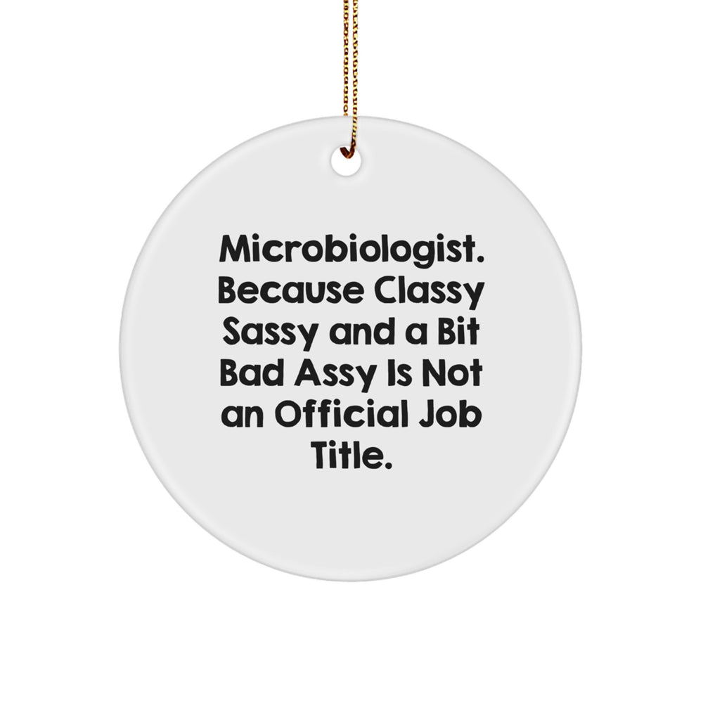 Funny Microbiologist Ornaments for Christmas, Gifts from Men to Women, Microbiologist Friends, and Coworkers - 'Microbiologist. Because Classy Sassy And A Bit Fearlessy Is Not An Official Job Title.' - Image 1