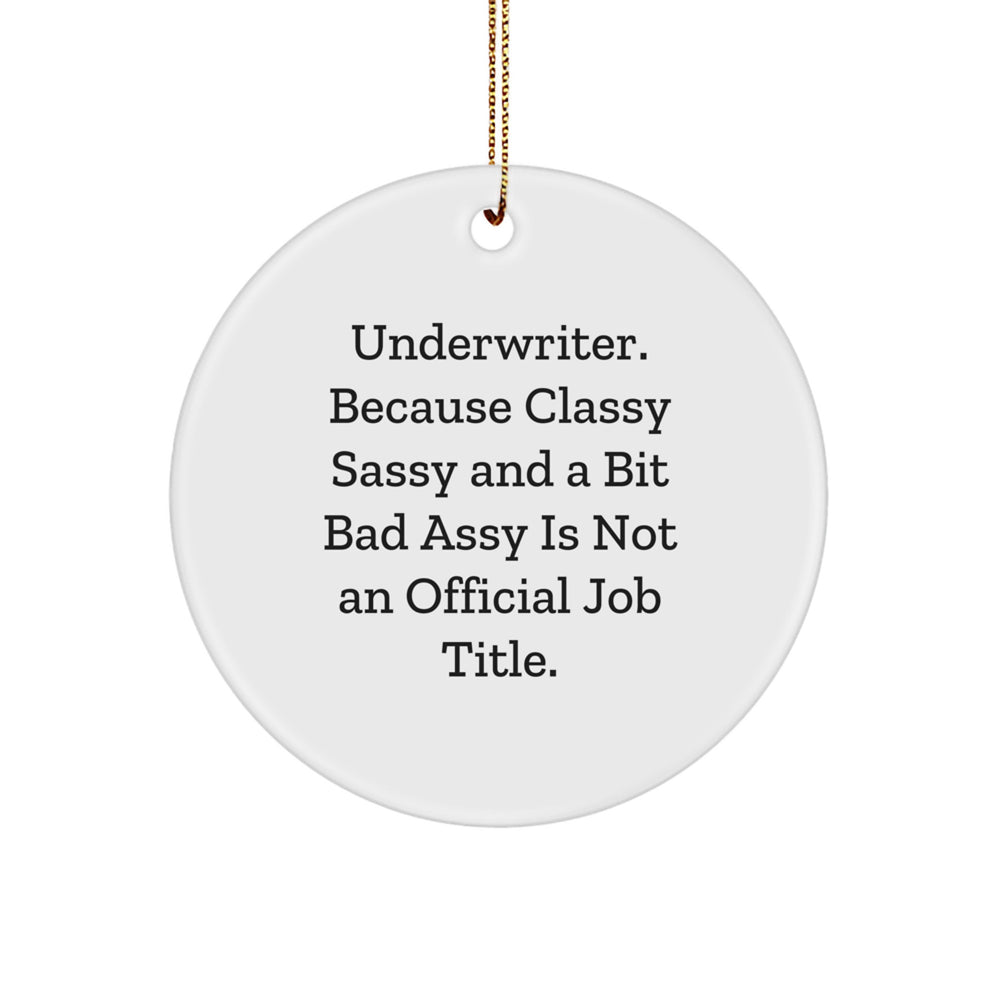 Funny Underwriter Quotes Circle Ornament Gifts from Men to Women Coworkers for Christmas Unique Decorations - Image 1