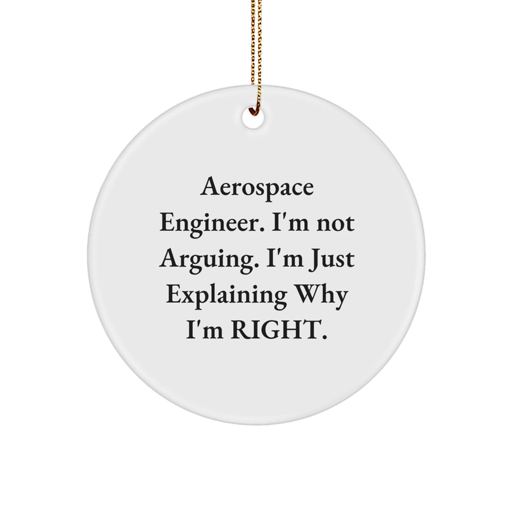 Aerospace Engineer Gifts for Men - Funny Circle Ornament with 'I'm Not Arguing, I'm Just Explaining Why I'm Right' Quote - Christmas Unique Gifts from Friends - Image 1
