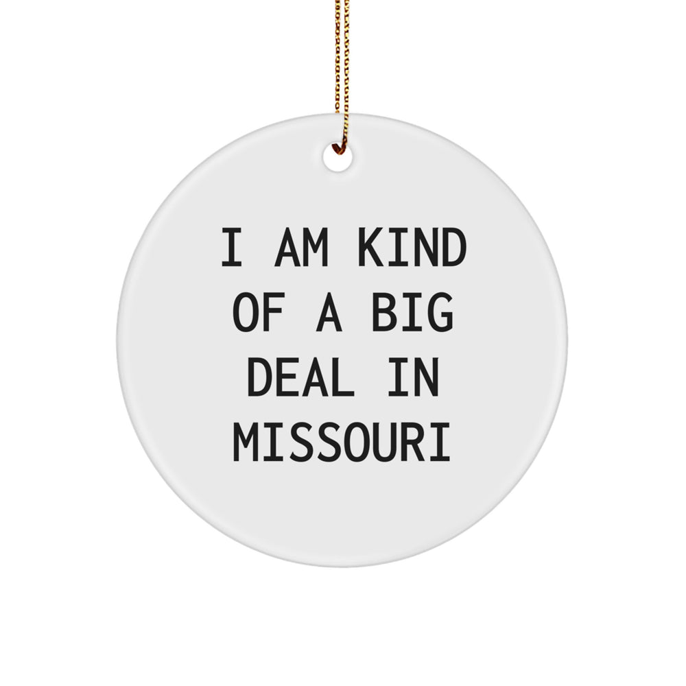 Missouri Circle Ornament Gifts from Friends Family - 'I Am Kind Of A Prime Selection In Missouri' Funny Quote Christmas Unique Gifts - Image 1