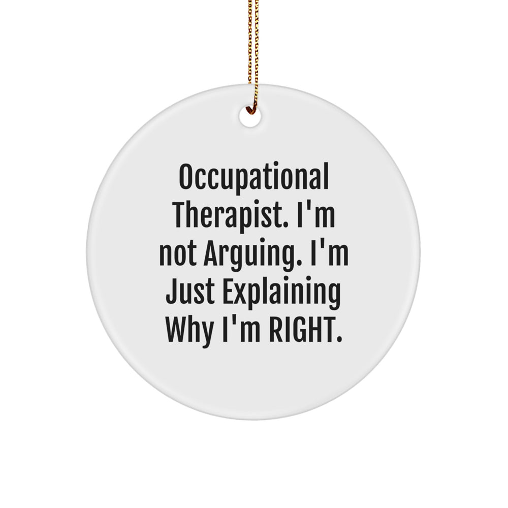 Funny Occupational Therapist Gifts, Christmas Unique Circle Ornament, 'I'm Not Arguing, I'm Just Explaining Why I'm Right' - Gifts for Occupational Therapist from Friends - Image 1