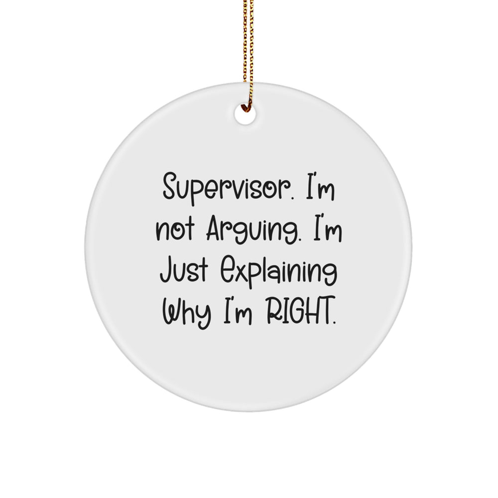 Funny Supervisor Gifts from Friends for Christmas Unique Circle Ornament - I'm Explaining Why Right - Image 1