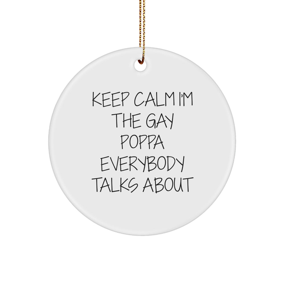 Funny Poppa Circle Ornament Gifts from Men for Christmas Unique Poppa - Image 1