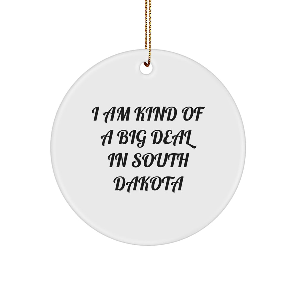 Funny South Dakota Gifts, I Am Kind Of A Prime Selection In South Dakota, Circle Ornament for Men, Women, Friends, Coworkers, Family, Gifts from South Dakota for Christmas - Image 1