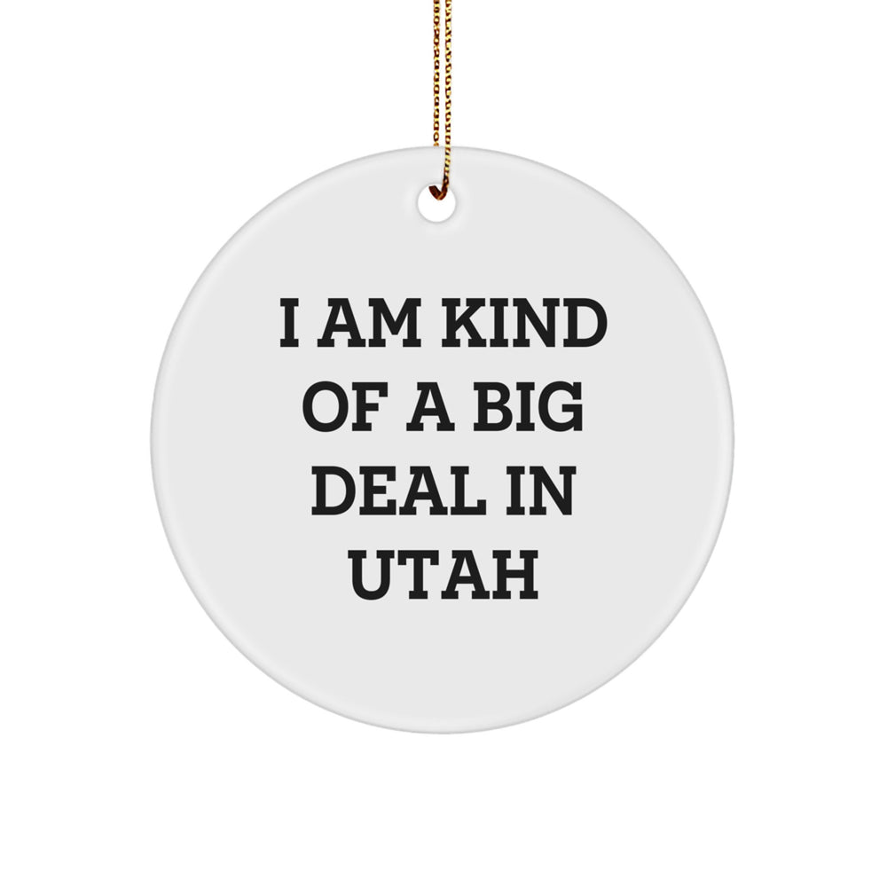 Utah Circle Ornament Gifts from Men to Friends, 'I Am Kind Of A Prime Selection In Utah' Funny Quote, Christmas Unique Gifts for Family - Image 1