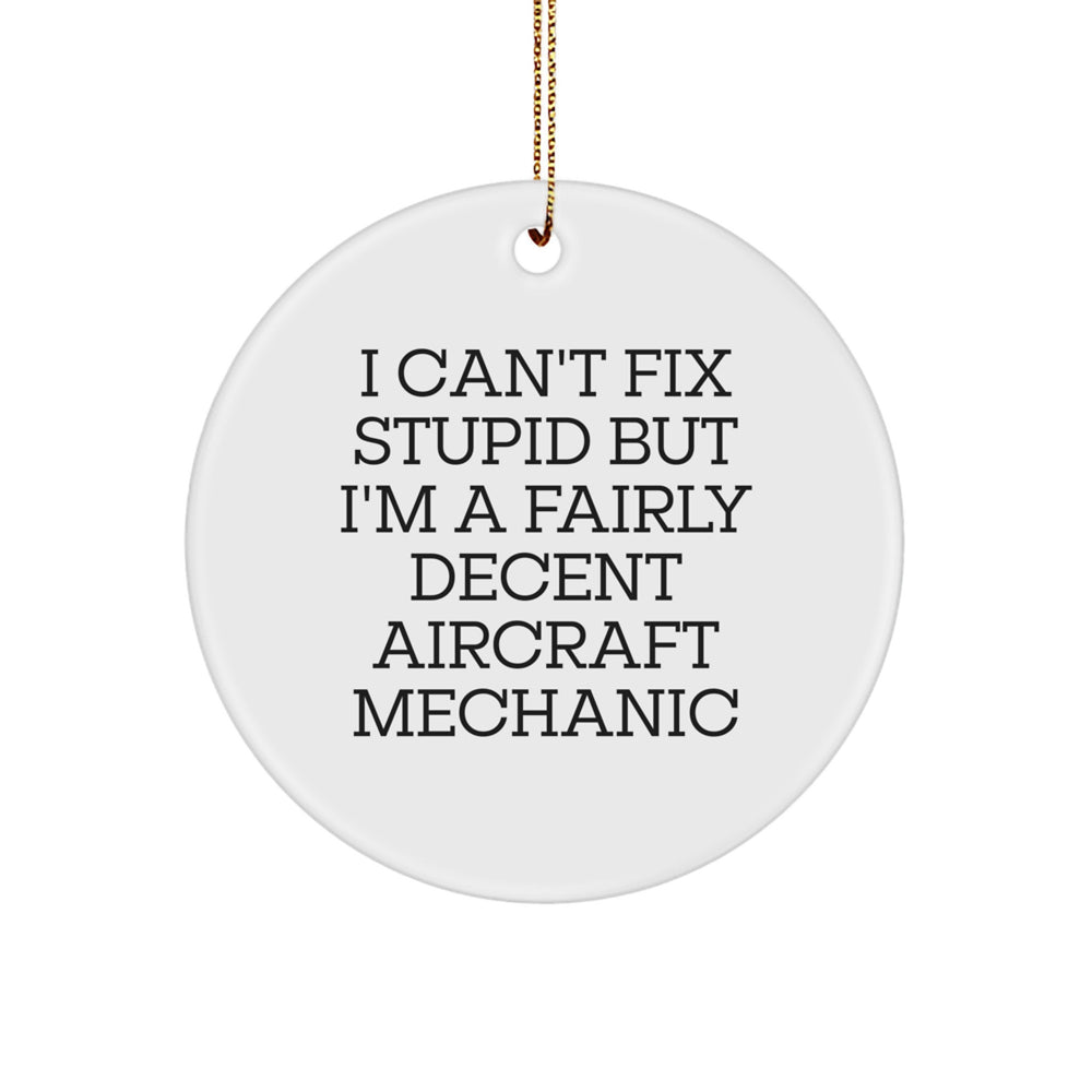 Funny Aircraft Mechanic Gifts for Christmas Unique Ornaments for Men Women Friends Family - I Can't Fix Stupid But I'm A Fairly Decent Aircraft Mechanic - Image 1