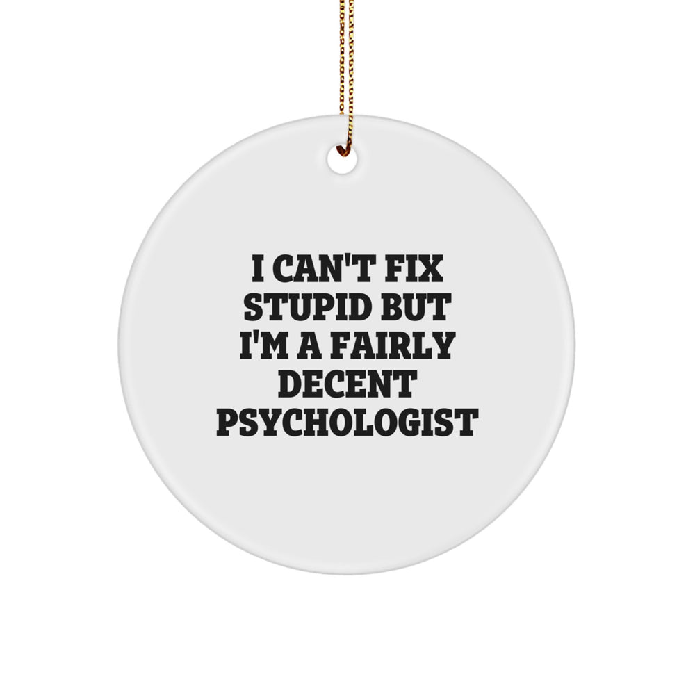 Funny Psychologist Gifts from Men, Women, Friends - I Can't Fix Stupid But I'm A Fairly Decent Psychologist Christmas Unique Ornaments for Family - Image 1