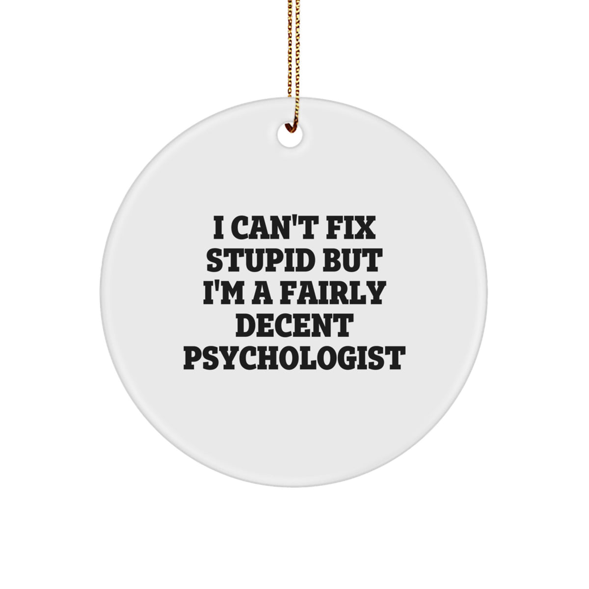 Funny Psychologist Gifts from Men, Women, Friends - I Can't Fix Stupid But I'm A Fairly Decent Psychologist Christmas Unique Ornaments for Family - Image 1