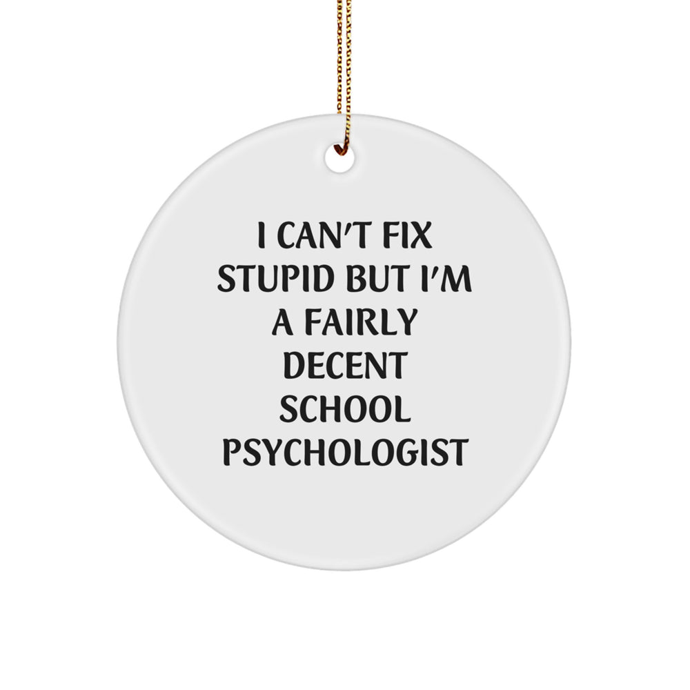 Funny School Psychologist Gifts for Men and Women - I'm a Fairly Decent, Gifts from Friends and Family, Christmas Unique Circle Ornament - Image 1