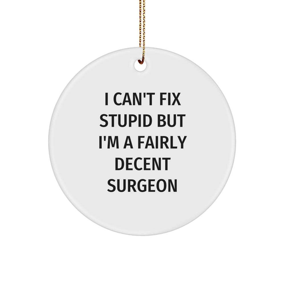 Funny Gift for Surgeon, I'm A Fairly Decent Surgeon Christmas Ornament, Circle Ornament for Surgeon - Image 1