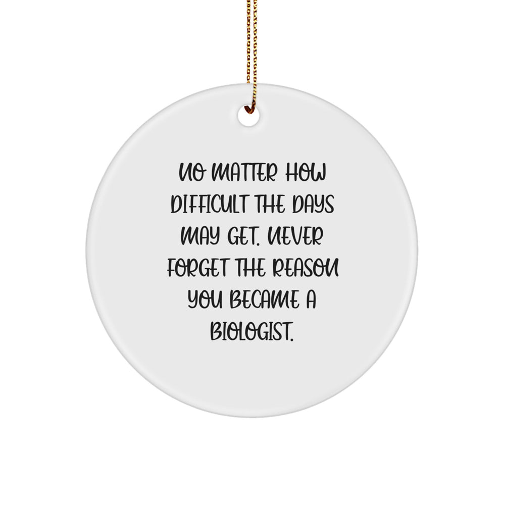 Funny Biologist Gifts from Family for Christmas Unique Circle Ornament, Inspirational Quote for Lab Professionals, Durable MDF Wood Product, Vibrant Sublimation Print - Image 1