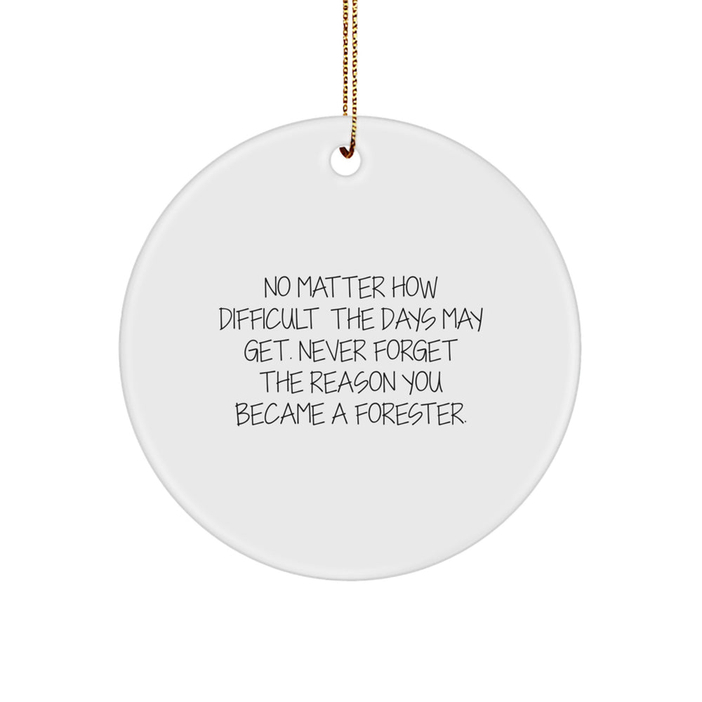 Inspirational Forester Gifts for Men, Forester Christmas Ornaments, 'Never Forget' Quote Circle Ornament, Gifts from Son - Image 1