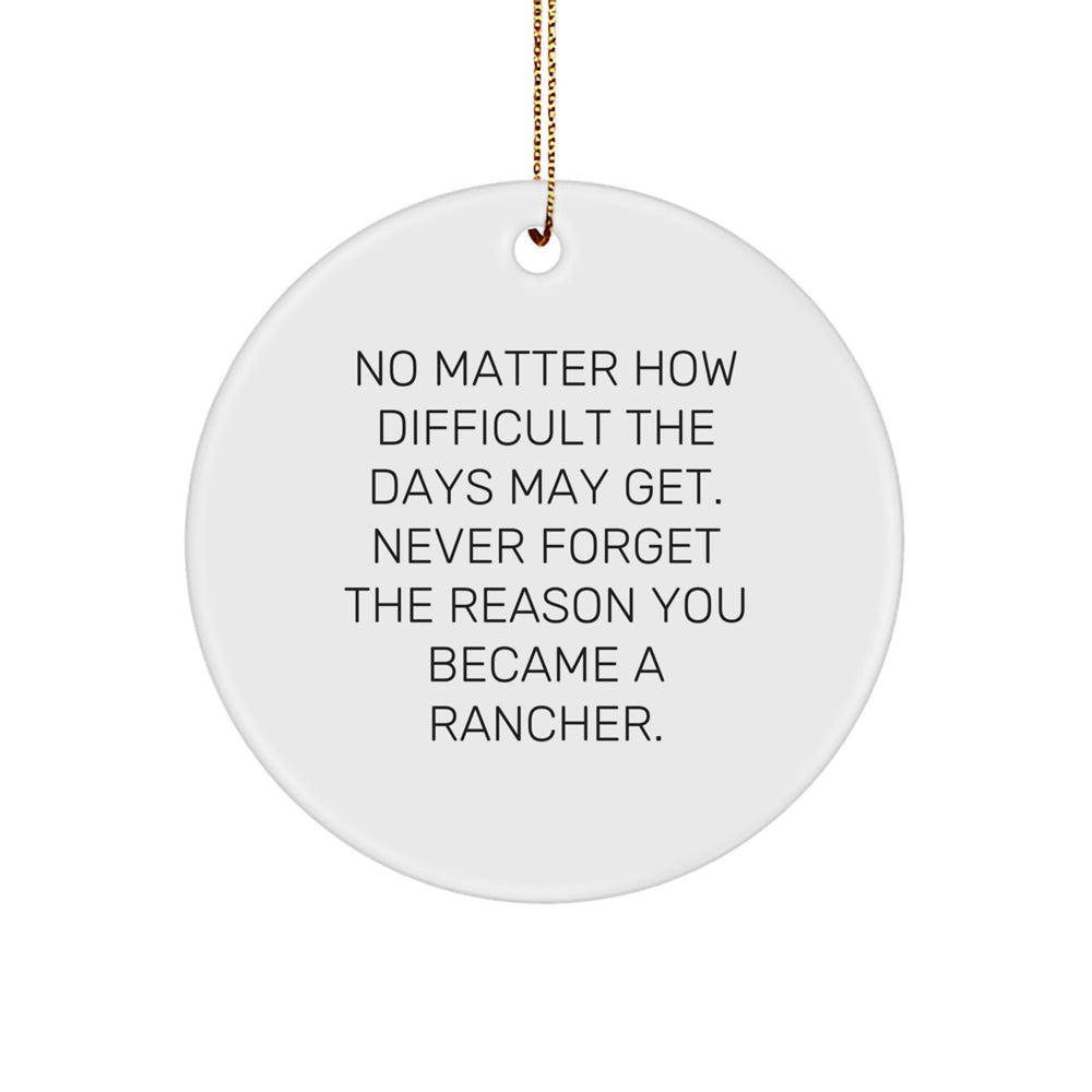 Rancher Inspirational Christmas Circle Ornament Gifts from Friends and Family - Never Forget the Reason You Became a Rancher, Funny Quotes for Ranchers, Christmas Unique Gifts - Image 1