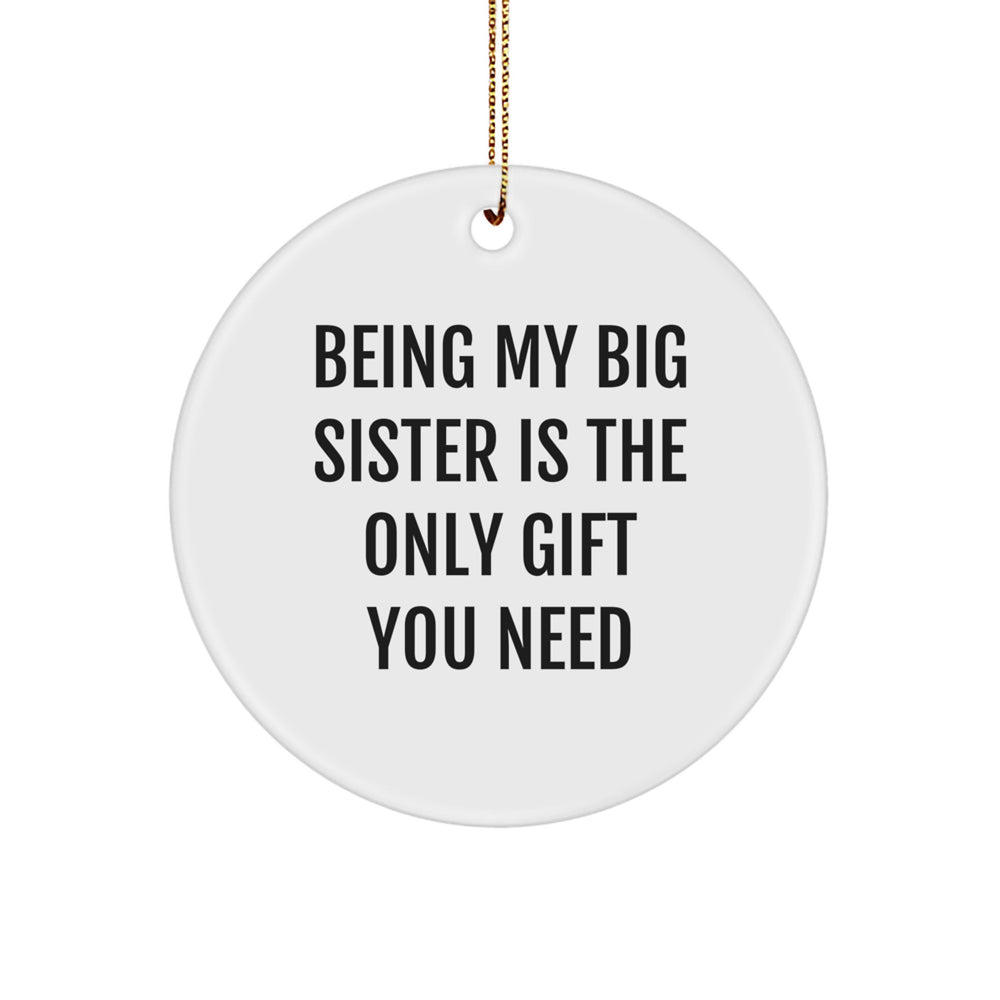Funny Big Sister Gifts from Family - Christmas Unique Circle Ornament with Being My Big Sister Is The Only Gift You Need Quote - Gift for Big Sister - Image 1
