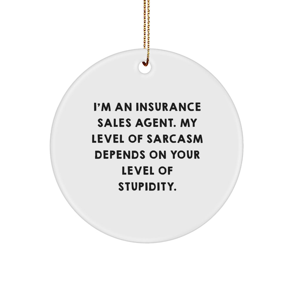 Funny Insurance Sales Agent Gifts from Friends, Cute Circle Ornament for Christmas Unique Gifts, Sarcasm Quotes for Insurance Sales Agent - Image 1