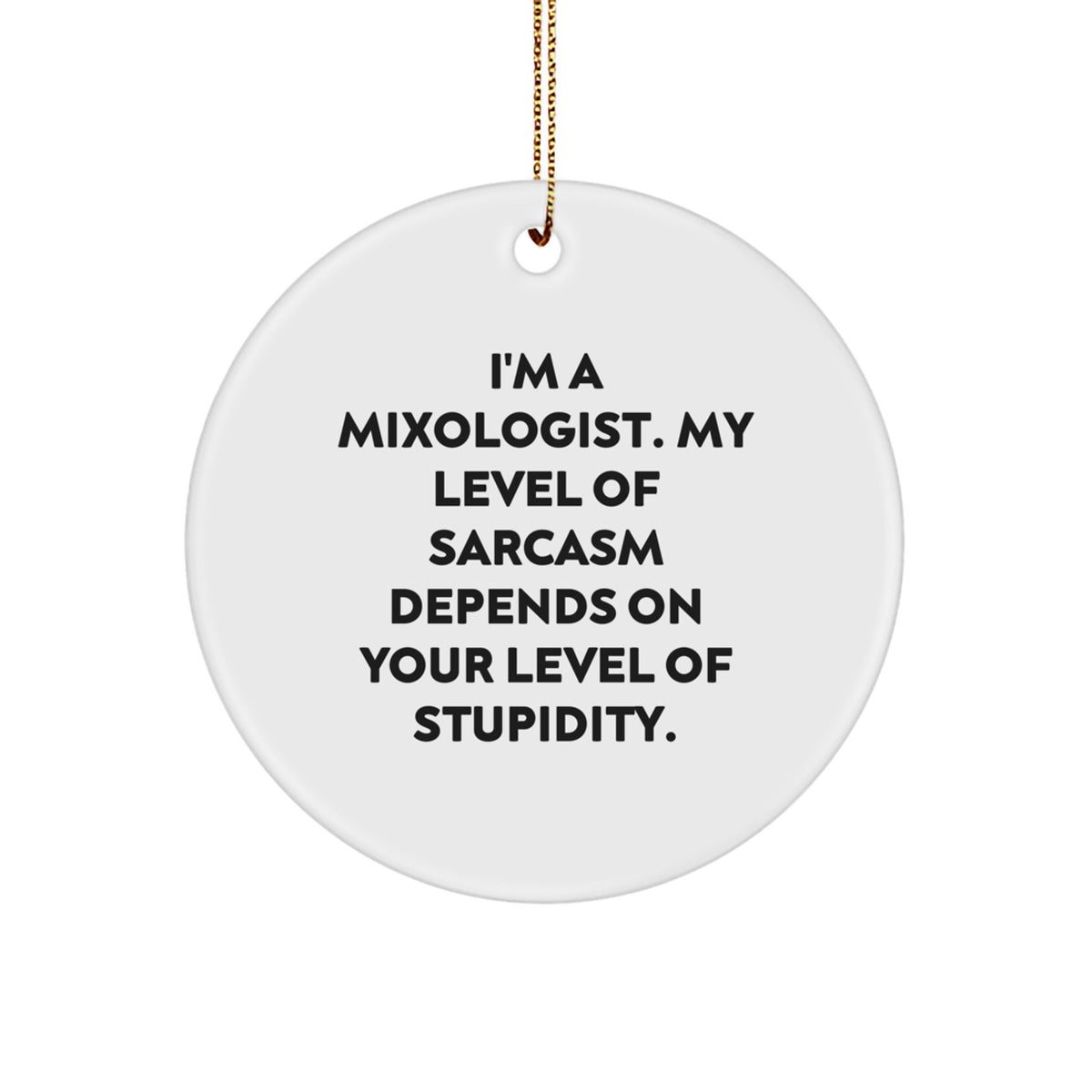 Funny Mixologist Gifts for Christmas, Circle Ornament with Sarcasm Humor, Gifts from Friends to Family - Image 1