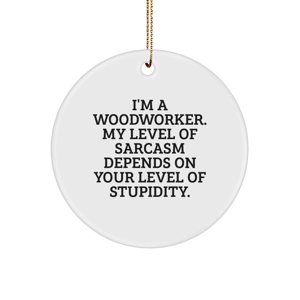 Funny Woodworker Gifts from Friends, Christmas Unique Circle Ornament for Woodworker Men, Sarcasm Humor - Image 1