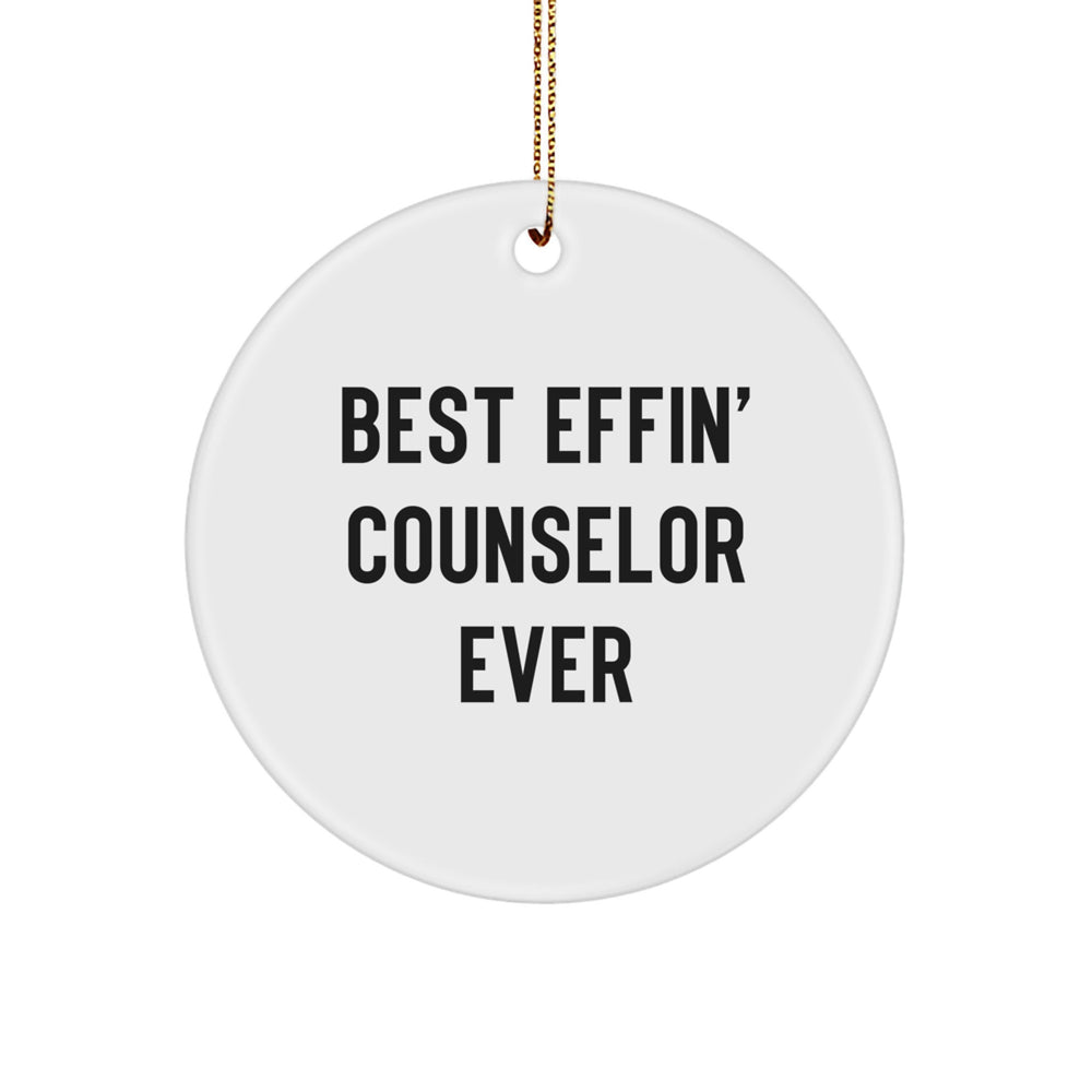 Funny Counselor Gifts Best Effin' Circle Ornament for Counselor Christmas Unique Presents from Friends - Image 1