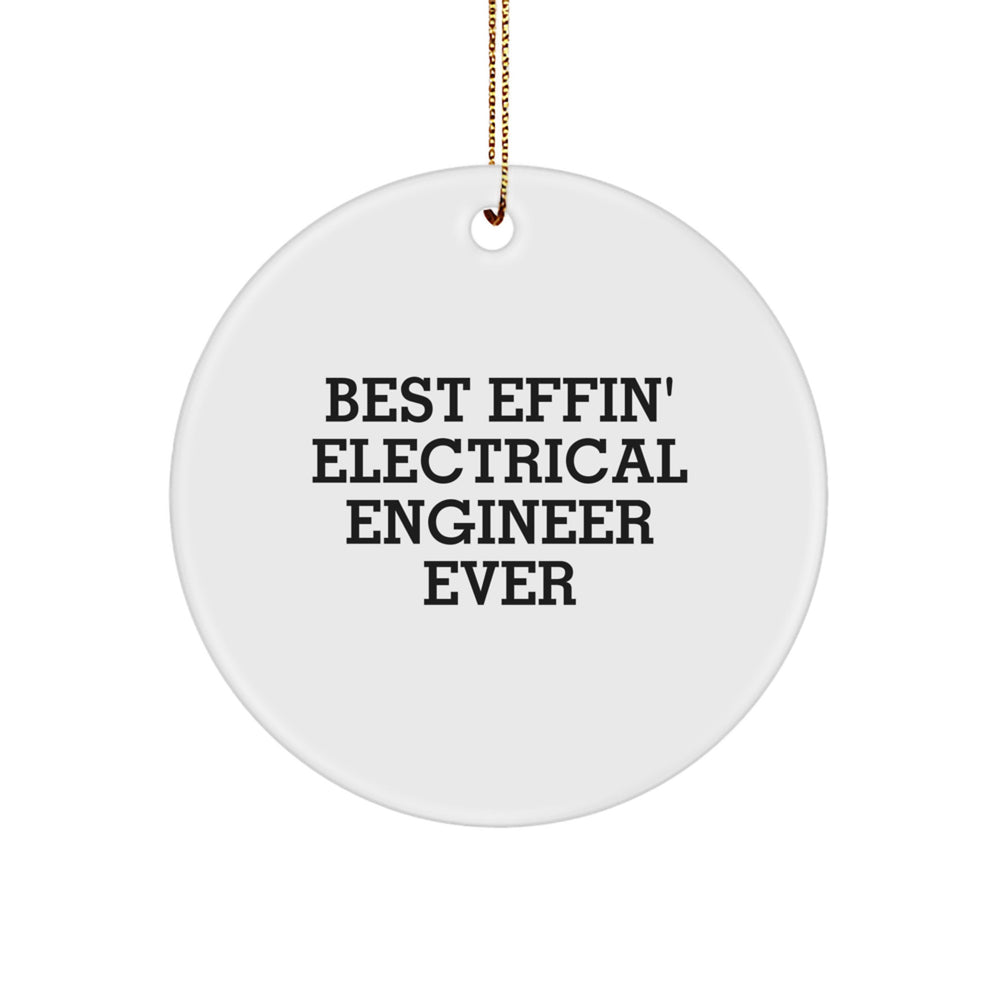 Funny Electrical Engineer Gifts from Friends for Christmas Unique Circle Ornament, 'Best Effin' Electrical Engineer Ever' Inspirational Quote, Christmas Decorations for Men Women Friends Family - Image 1