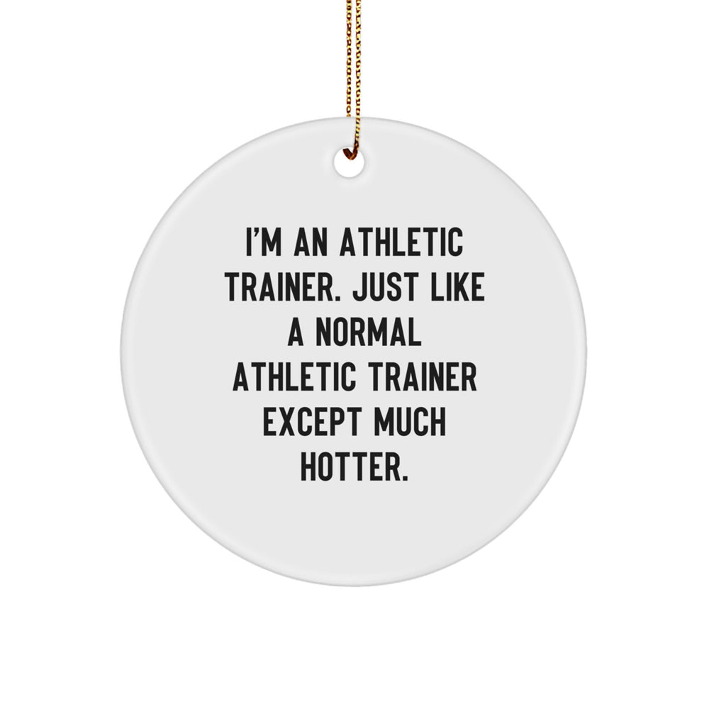 Athletic Trainer Gifts, Funny Quote Circle Ornament, White, 2.75'' Tall, Christmas Unique Gifts from Friends to Family - Image 1