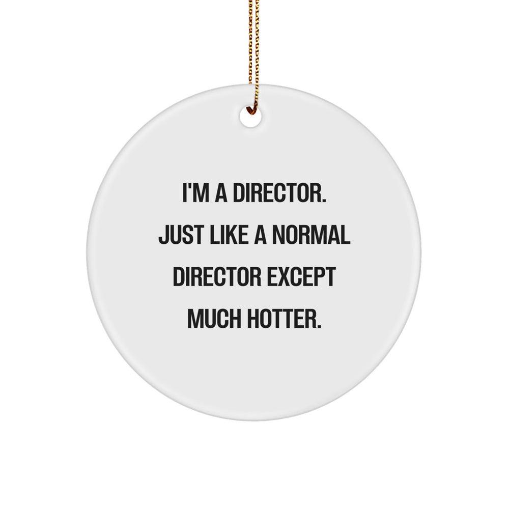 Funny Director Gifts for Him - 'I'm A Director. Just Like A Normal Director Except Much Hotter.' Circle Ornament for Men, Christmas Unique Gifts from Friends, Coworkers, Family - Image 1