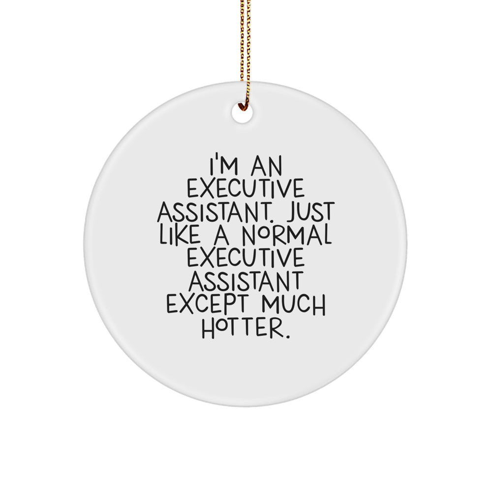 Executive Assistant Gifts from Friends, Funny Circle Ornament for Christmas, 'I'm An Executive Assistant. Just Like A Normal Executive Assistant Except Much Hotter.' - Image 1