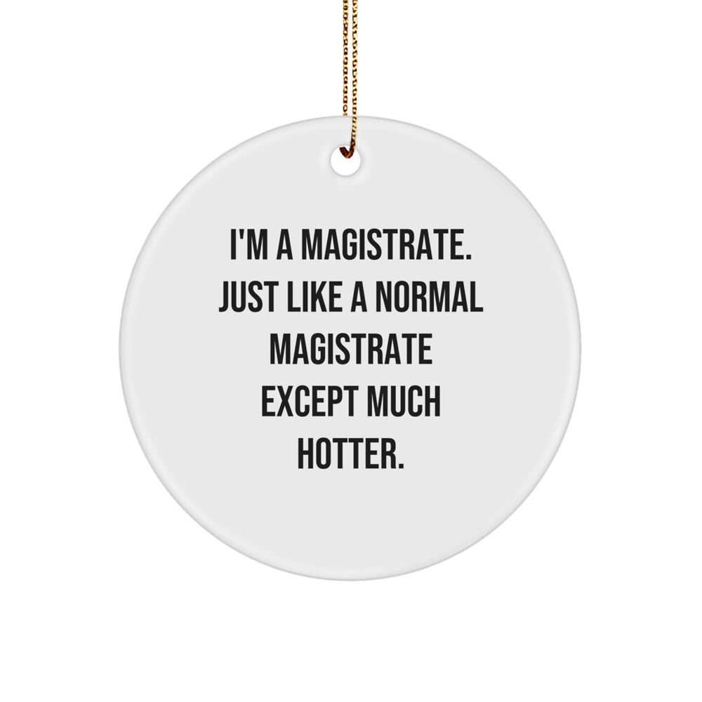 Magistrate Gifts, Funny Circle Ornament, 'I'm A Magistrate... Much Hotter!' Quote, Gifts from Friends, for Magistrate - Image 1