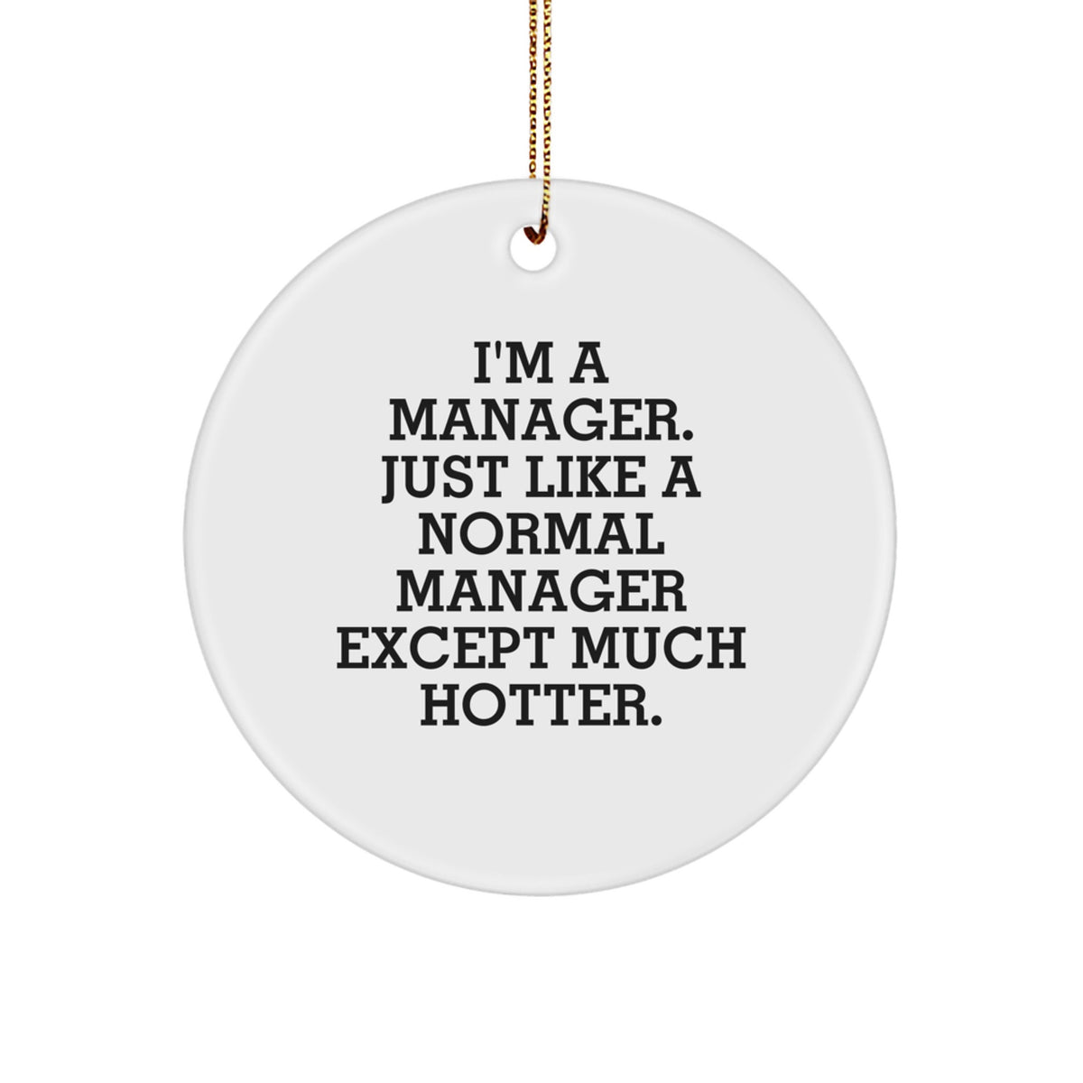 Funny Manager Gifts from Friends - I'm A Manager. Just Like A Normal Manager Except Much Hotter. Circle Ornament for Christmas - Image 1