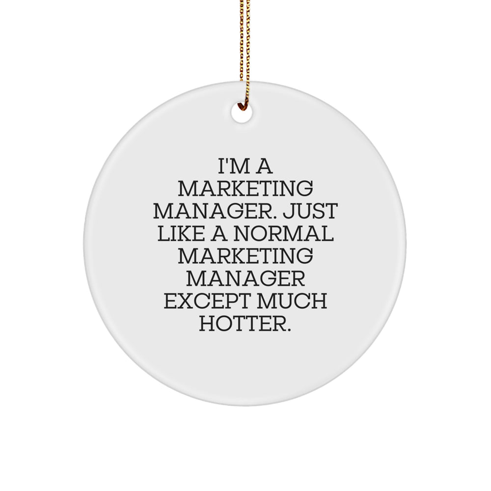 Marketing Manager Gifts: Funny Circle Ornament, 'I'm A Marketing Manager' Quote, Christmas Unique Gifts from Friends to Coworkers - Image 1