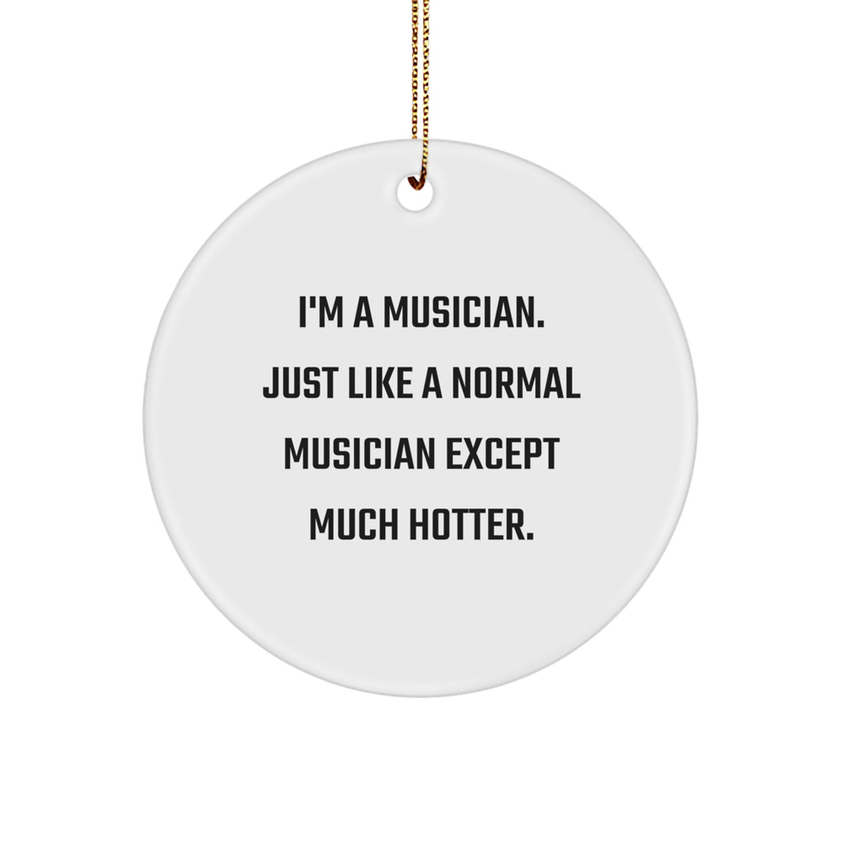 Funny Musician Gifts from Friends - 'I'm A Musician. Just Like A Normal Musician Except Much Hotter.' Circle Ornament for Christmas - Image 1