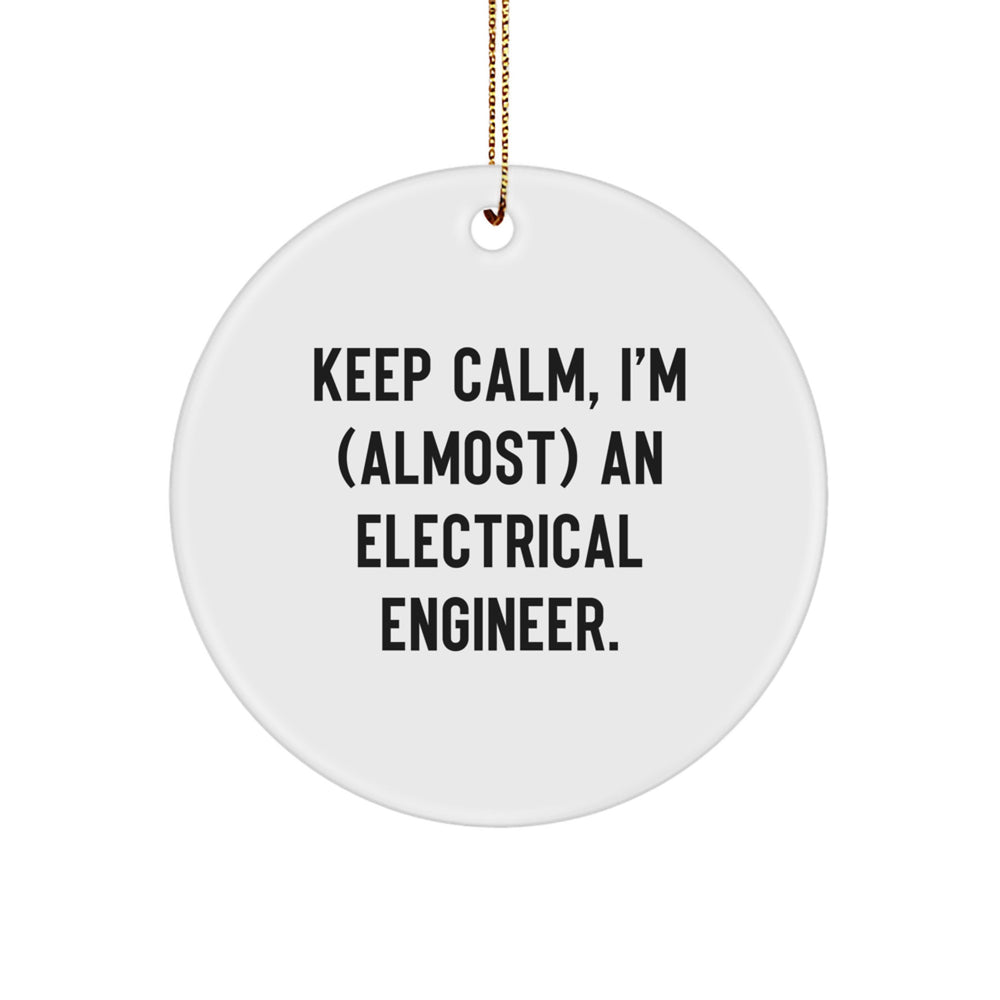Electrical Engineer Gifts for Men: Keep Calm, I'm (almost) An Electrical Engineer. Circle Ornament, Christmas Unique Gifts from Family - Image 1