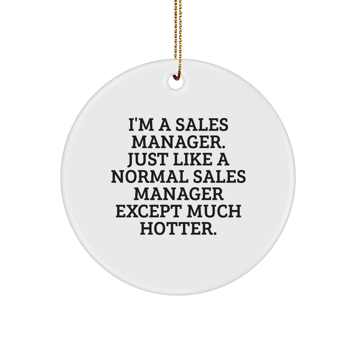 Sales Manager Gifts from Friends - Funny Circle Ornament for Christmas, 'I'm A Sales Manager. Just Like A Normal Sales Manager Except Much Hotter.' - Image 1