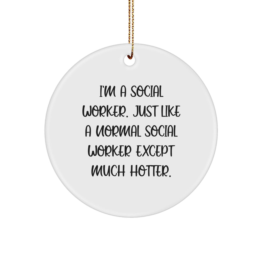 Funny Social Worker Gifts for Her, I'm A Social Worker Circle Ornament, Christmas Unique Presents from Friends - Image 1