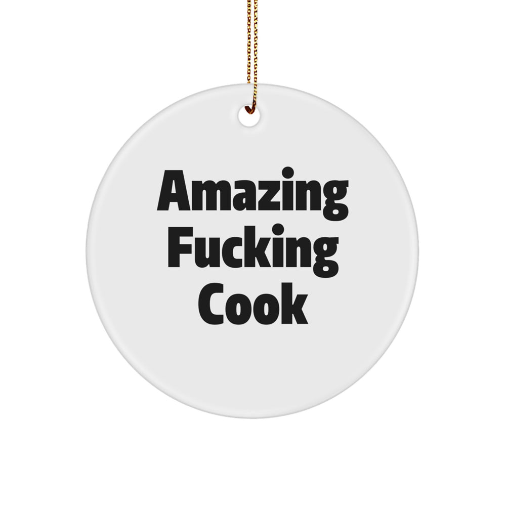 Funny Cook Gifts for Men from Amazing Cooking Enthusiasts, White Circle Ornament for Christmas - Image 1