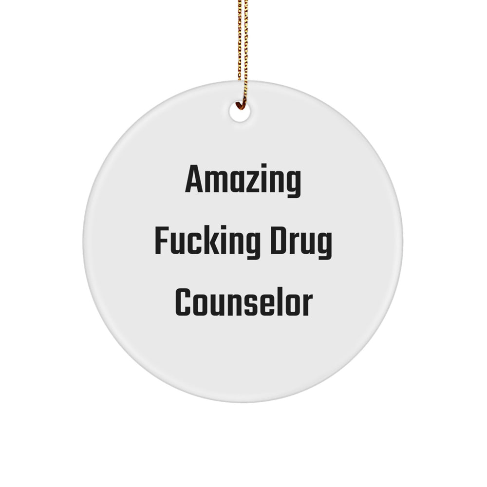 Funny Drug Counselor Gifts from Friends for Christmas - Amazing Quote Circle Ornament, Gifts for Drug Counselor - Image 1