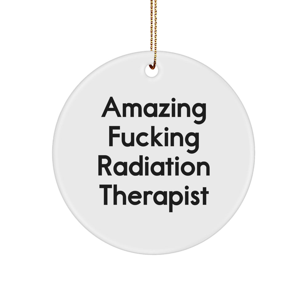 Funny Radiation Therapist Gifts - 'Amazing F--king Radiation Therapist' Circle Ornament for Men, Women, Coworkers, Family - Christmas Unique Gifts from Friends - Image 1
